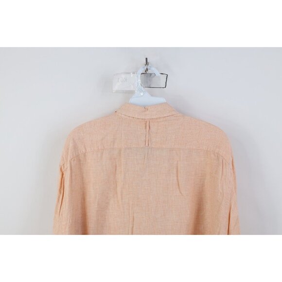 Banana Republic Mens XL Camden Fit Linen Knit Collared Button Down Shirt Orange - Picture 12 of 13